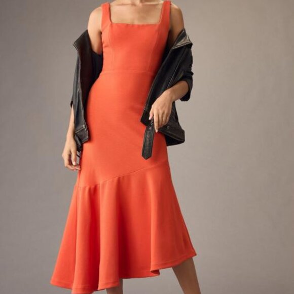 NWT Anthropologie Orange Mermaid Midi Dress XS - Picture 1 of 9